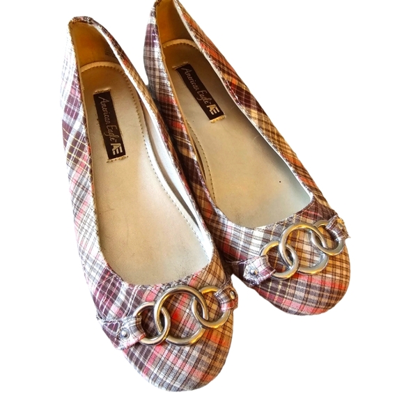 American Eagle plaid casual flats size 8 - Picture 1 of 4